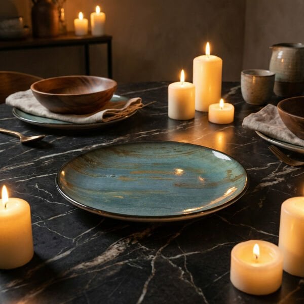 Bonna Porselen Madera Mint Bloom Çukur Tabak 23 cm 1000 cc