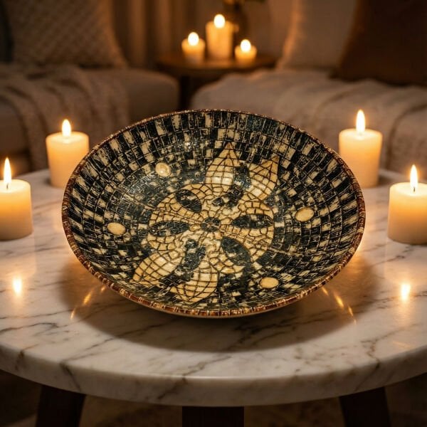 Mezopotamya Mozaik Siyah Gourmet Çukur Tabak 20 cm 500 cc