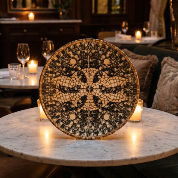 Mezopotamya Mozaik Siyah Gourmet Çukur Tabak 20 cm 500 cc