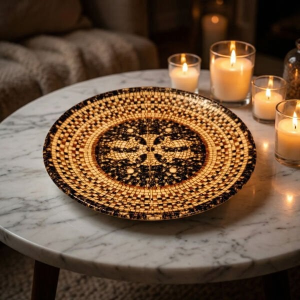 Bonna Porselen Mezopotamya Mozaik Siyah Düz Tabak 21 cm