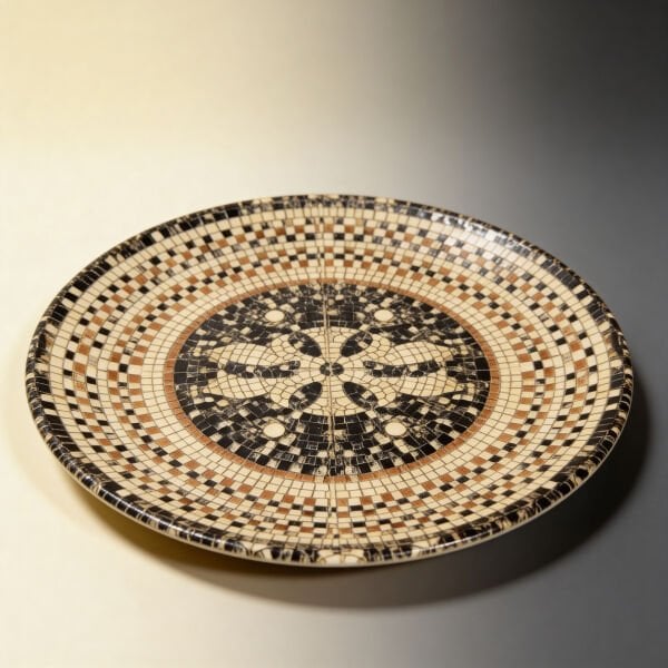 Bonna Porselen Mezopotamya Mozaik Siyah Düz Tabak 25 cm