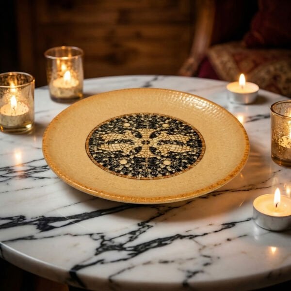 Bonna Porselen Mezopotamya Mozaik Kahve Düz Tabak 19cm