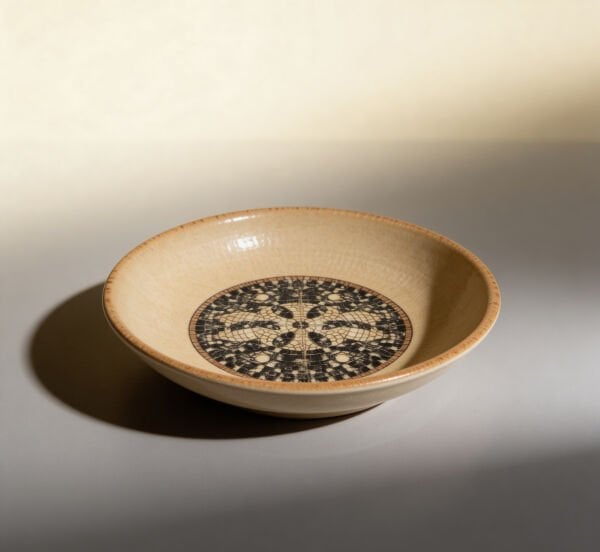 Bonna Mezopotamya Mozaik Kahve Gourmet Çukur Tabak 20 cm 600 cc