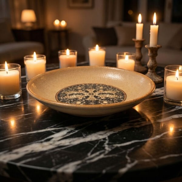 Bonna Mezopotamya Mozaik Kahve Gourmet Çukur Tabak 20 cm 600 cc