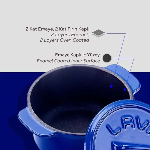 Lava Döküm Mini Tencere Folk Serisi Çap 9cm