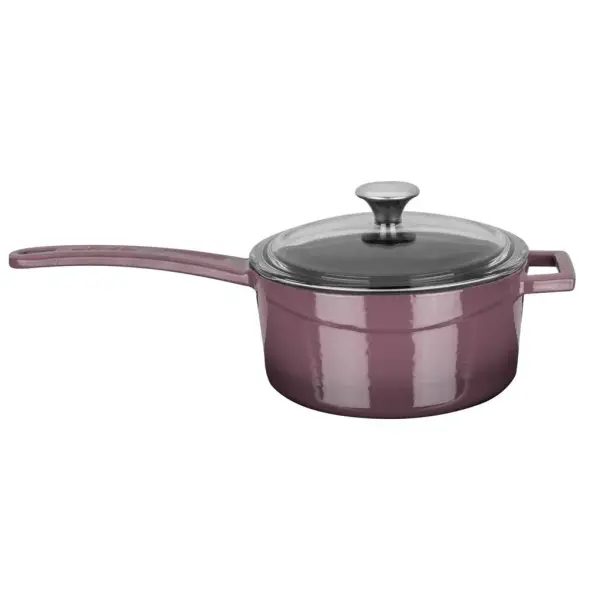 Lava Döküm Sos Tenceresi Cam kapaklı Glaze Serisi Çap16cm