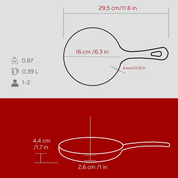 Lava Döküm Yuvarlak Kızartma Tavası Çap16cm