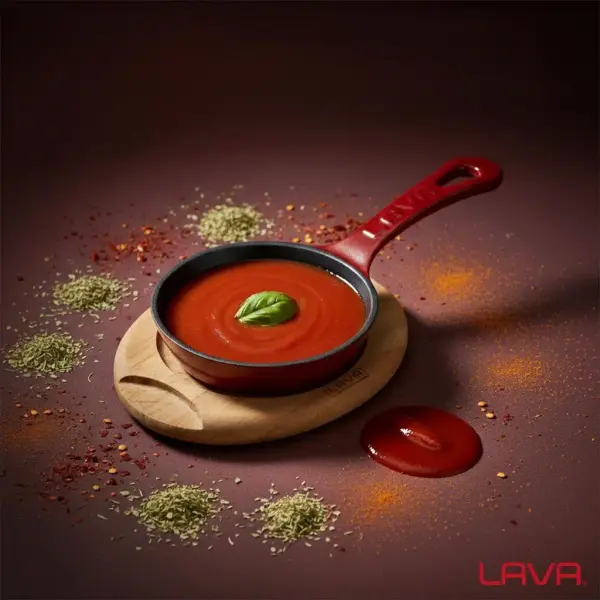 Lava Döküm Kızartma Tavası Sunum Ahşablı Çap12cm