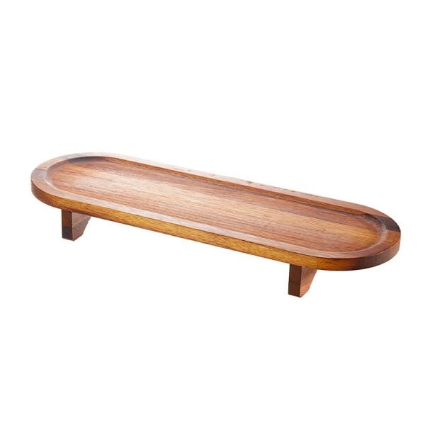 Biradlı Groovy İroko Ayaklı Ahşap Sunum Tahtası, 20x100 cm