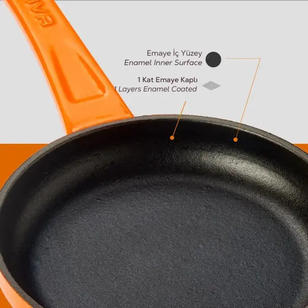 Lava Döküm Kızartma Tavası Yekpare Saplı Çap16cm