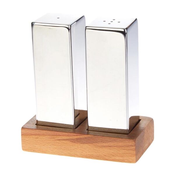 Biradlı Everest Kare Büyük Tuzluk Seti, 3'lü, Parlak