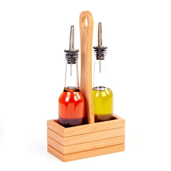 Biradlı Oval Yağlık Takımı, Ahşap Standlı, 2'li, 250 cc