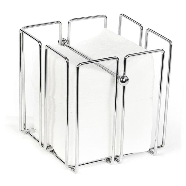 Biradlı Metal Kare Peçetelik, 19x19x6.5 cm