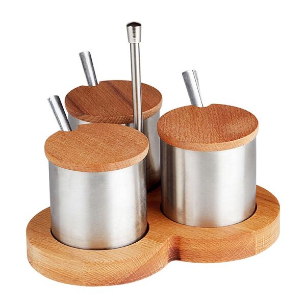 Biradlı Standlı Baharatlık Takımı, 3'lü, Mat