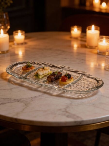 Qura Cam Sunum Tabağı Divided Plate 52,5x22,5cm