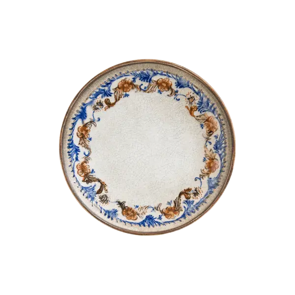 Retro Çiçek Desenli Gurme Düz Tabak 25 cm