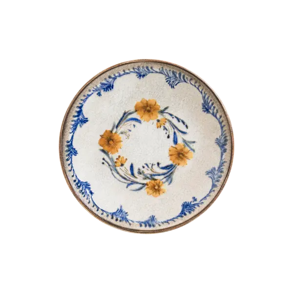 Retro Çiçek Desenli Gurme Düz Tabak 17 cm