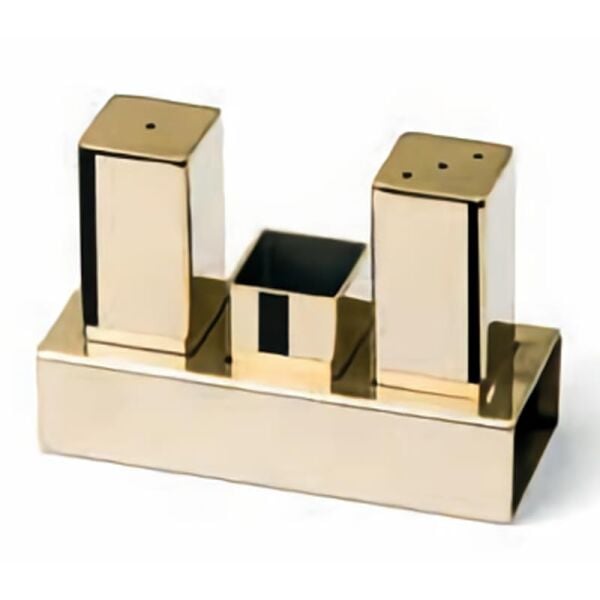 Biradlı Tuzluk Takımı, 3'lü, Kare, Altın