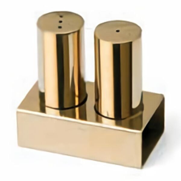 Biradlı Tuzluk Takımı, 2'li, Yuvarlak, Kalın, Altın