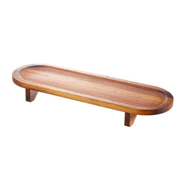 Biradlı Groovy İroko Ayaklı Ahşap Sunum Tahtası, 20x80 cm