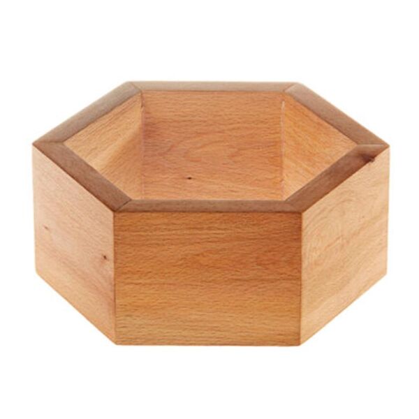 Biradlı Groovy Ahşap Altıgen Şekerlik, 20x12.5 cm