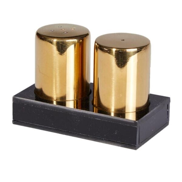 Biradlı Bodur Yuvarlak Tuzluk Seti, 2'li, Altın