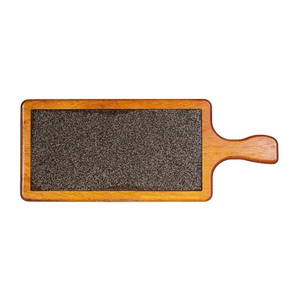 Biradlı Kulplu Steak Ahşap Sunum Tahtası, Bazaltlı, 45x18 cm