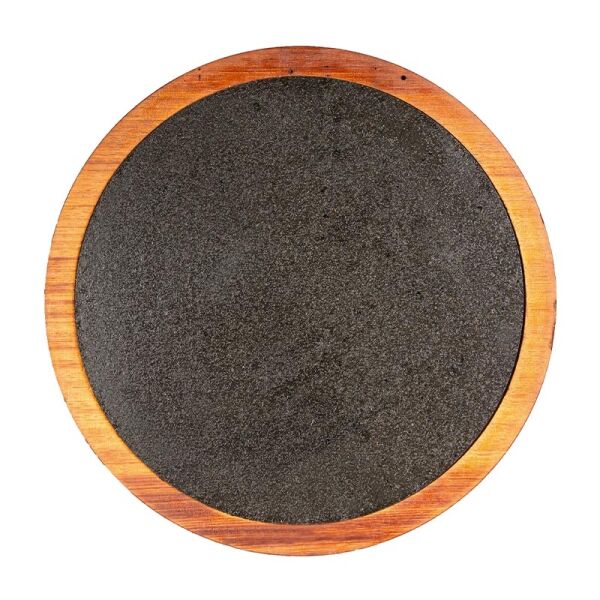 Biradlı Yuvarlak Steak Ahşap Sunum Tahtası, Bazaltlı, 32.5 cm