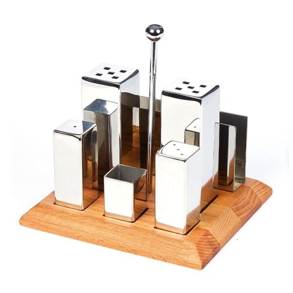 Biradlı Kare Tuzluk ve Baharatlık Seti, 6'lı