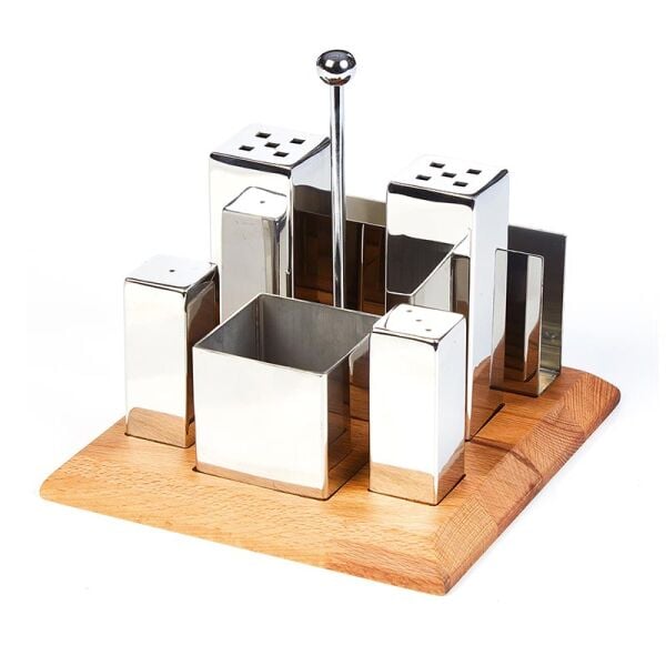 Biradlı Kare Tuzluk ve Baharatlık Takımı, 6'lı