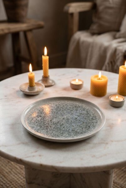 Bonna Porselen Lunar Mavi 22 cm Hygge Düz Tabak