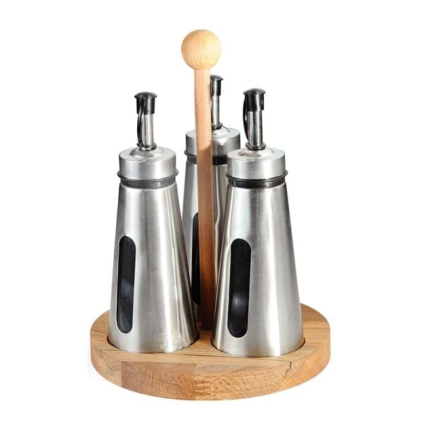 Biradlı Ahşap Yağlık Standı, 3'lü, 150 cc