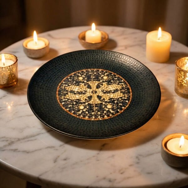 Bonna Porselen Mezopotamya Mozaik Antrasit Gourmet Düz Tabak 30 cm