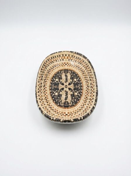 Mezopotamya Mozaik Siyah Oval Kayık Tabak 19cm