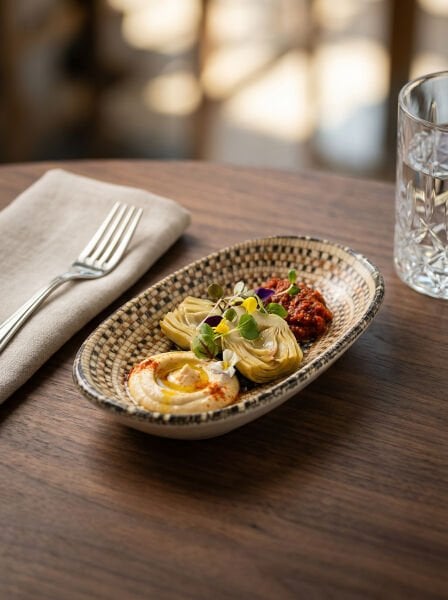 Mezopotamya Mozaik Siyah Oval Kayık Tabak 19cm