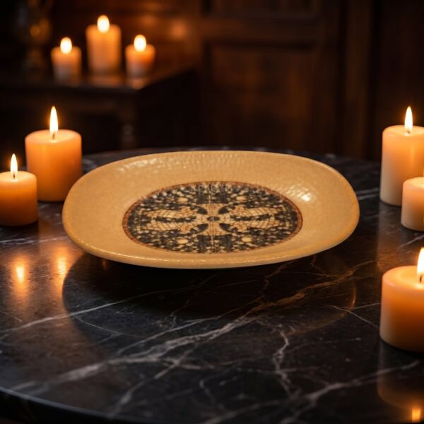 Mezopotamya Mozaik Kahve Oval Kayık Tabak 19cm