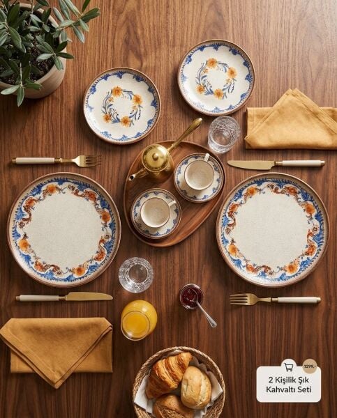 Bonna Retro Floral Kahvaltı Takımı 2 Kişilik