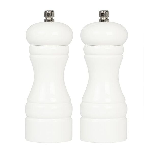 Biradlı Metal Tuz ve Karabiber Değirmeni, 2'li, 13 cm, Beyaz