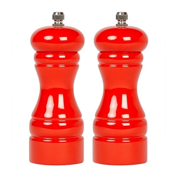 Biradlı Metal Tuz ve Karabiber Değirmeni, 2'li, 13 cm, Kırmızı