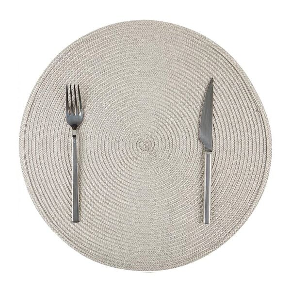 Biradlı Yuvarlak PVC Amerikan Servis, 38 cm, Bej