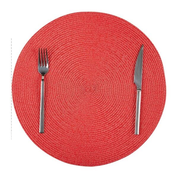 Biradlı Yuvarlak PVC Amerikan Servis, 38 cm, Kırmızı