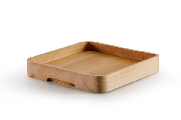 QURA Yüksek Kenarlı Ahşap Kare Tepsi / Ihlamur / 3276