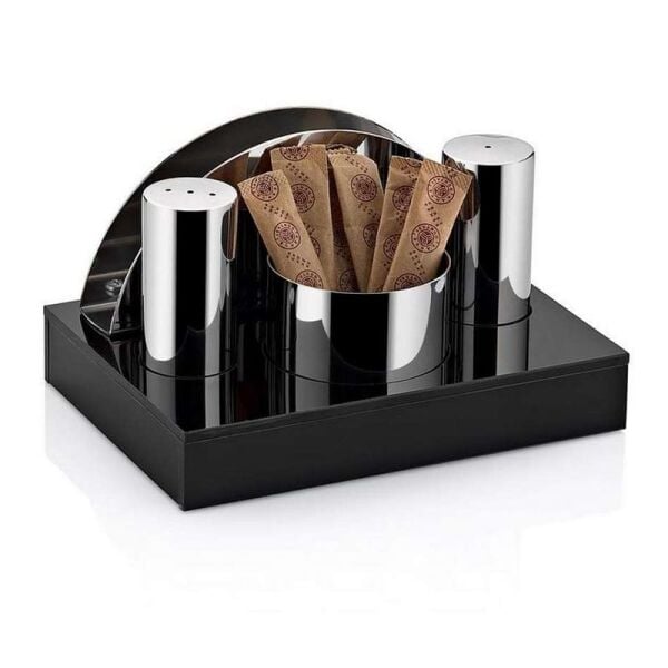 Biradlı Tuzluk Takımı, Pleksi Standlı, Yuvarlak, 4'lü