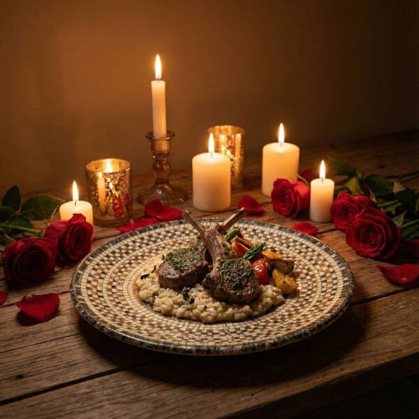 Bonna Porselen Mezopotamya Mozaik Siyah Gourmet Düz Tabak 19 cm