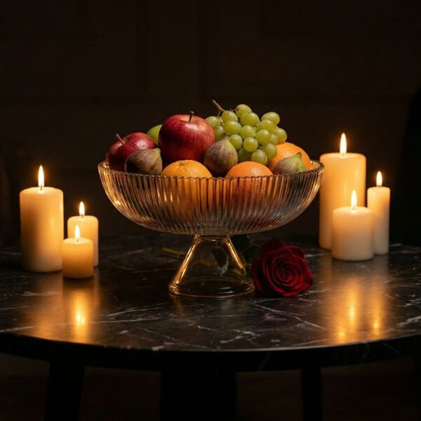 Qura Cam Ayaklı Kase Meyvelik Aria CLEAR 20cm