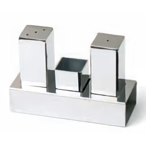 Biradlı Tuzluk Takımı, 3'lü, Kare, Mat Parlak