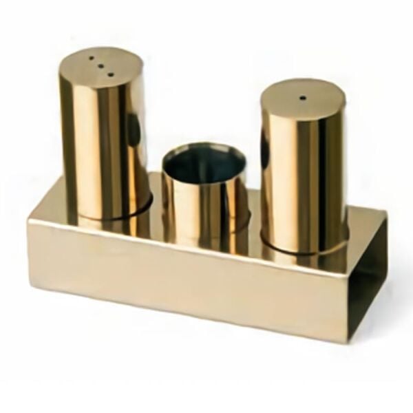 Biradlı Tuzluk Takımı, 3'lü, Yuvarlak, Kalın, Altın