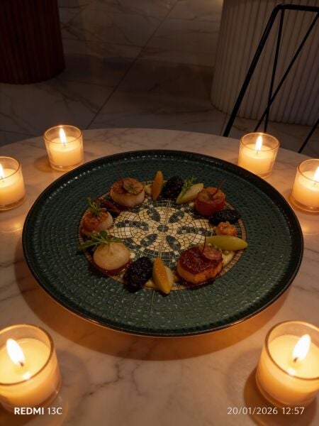 Bonna Porselen Mezopotamya Mozaik Antrasit 28cm Hygge Düz Tabak 2.Kalite Paletli